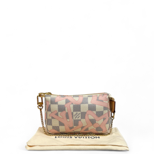 Louis Vuitton Mini Pochette Accessories Damier Azur White Pink