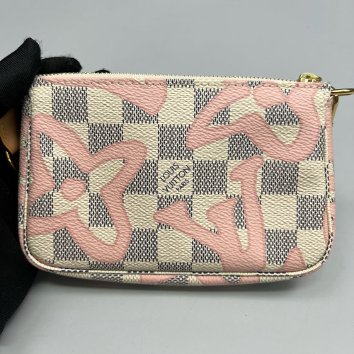 Louis Vuitton Mini Pochette Accessories Damier Azur White Pink
