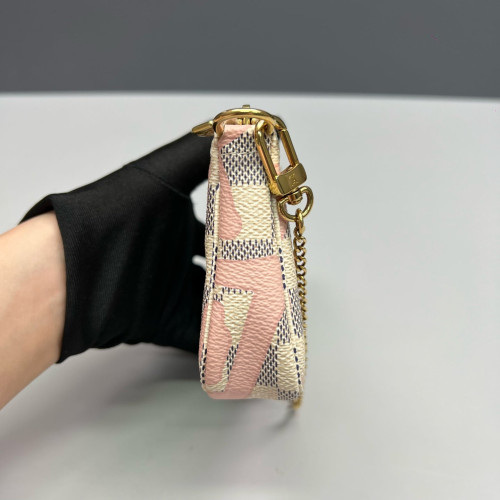 Louis Vuitton Mini Pochette Accessories Damier Azur White Pink