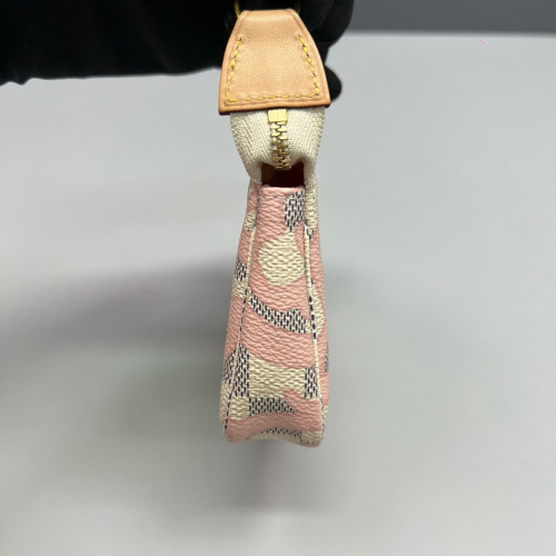 Louis Vuitton Mini Pochette Accessories Damier Azur White Pink