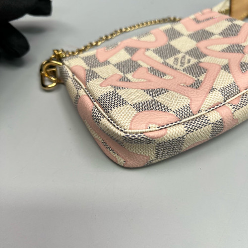 Louis Vuitton Mini Pochette Accessories Damier Azur White Pink