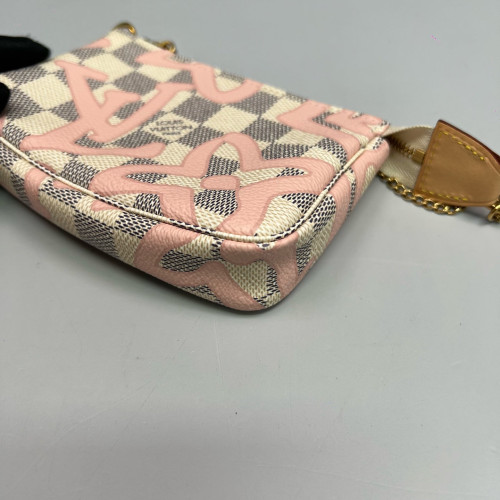 Louis Vuitton Mini Pochette Accessories Damier Azur White Pink