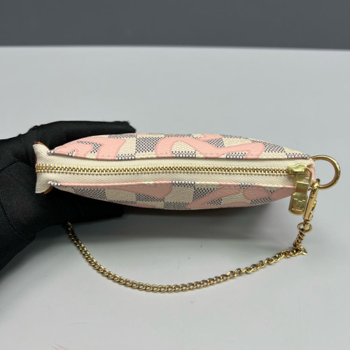 Louis Vuitton Mini Pochette Accessories Damier Azur White Pink