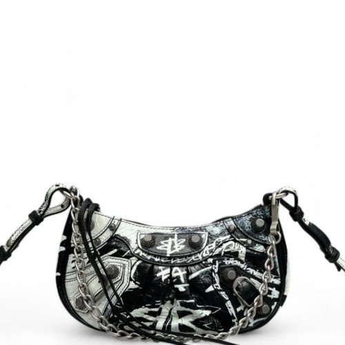 Balenciaga Le Cagole Mini Arena Lambskin Black White