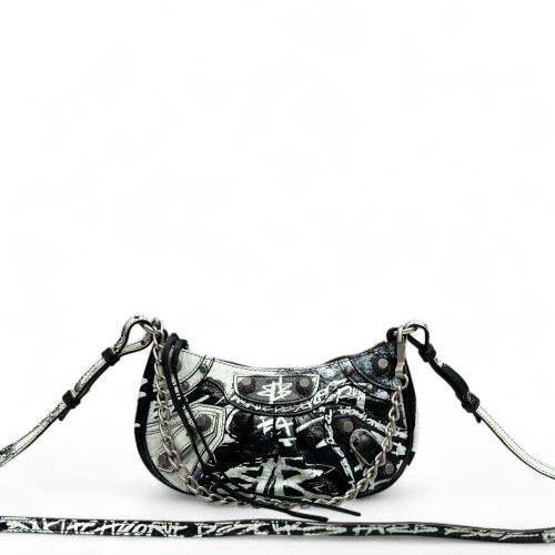 Balenciaga Le Cagole Mini Arena Lambskin Black White