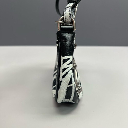 Balenciaga Le Cagole Mini Arena Lambskin Black White