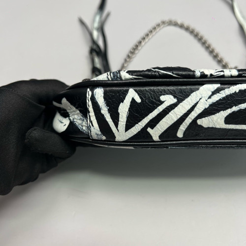 Balenciaga Le Cagole Mini Arena Lambskin Black White
