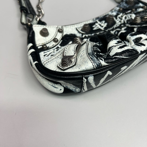 Balenciaga Le Cagole Mini Arena Lambskin Black White