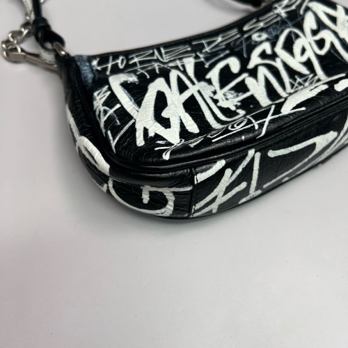 Balenciaga Le Cagole Mini Arena Lambskin Black White