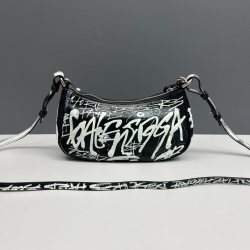 Balenciaga Le Cagole Mini Arena Lambskin Black White