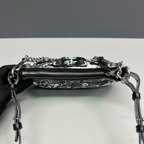 Balenciaga Le Cagole Mini Arena Lambskin Black White