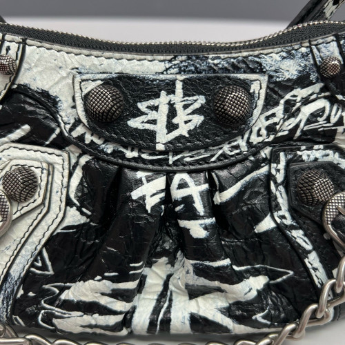 Balenciaga Le Cagole Mini Arena Lambskin Black White