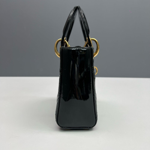 Dior Mini Lady Dior Patent Calfskin Black