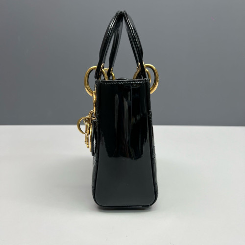Dior Mini Lady Dior Patent Calfskin Black