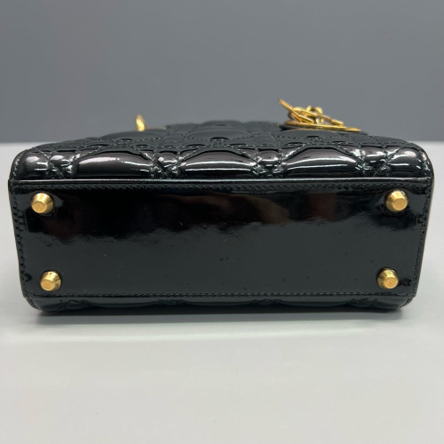Dior Mini Lady Dior Patent Calfskin Black