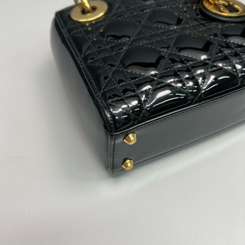 Dior Mini Lady Dior Patent Calfskin Black