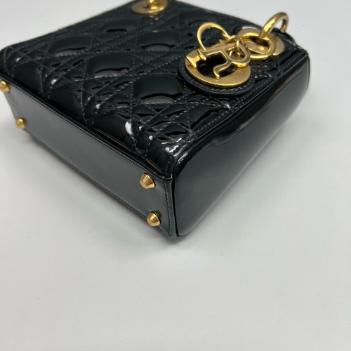 Dior Mini Lady Dior Patent Calfskin Black