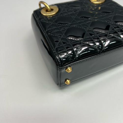 Dior Mini Lady Dior Patent Calfskin Black