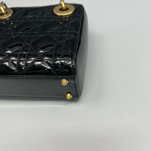 Dior Mini Lady Dior Patent Calfskin Black