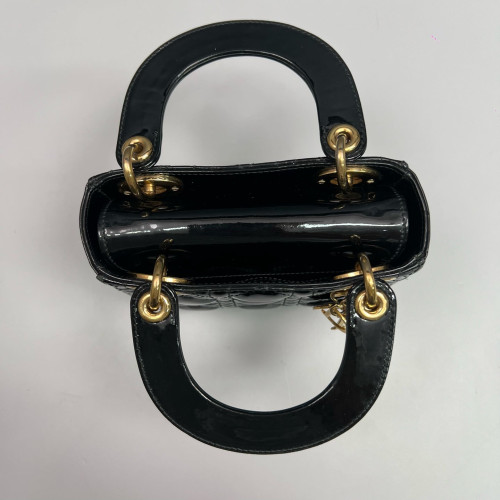 Dior Mini Lady Dior Patent Calfskin Black