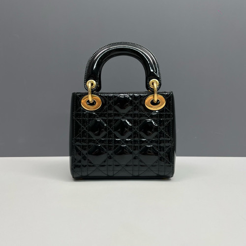 Dior Mini Lady Dior Patent Calfskin Black