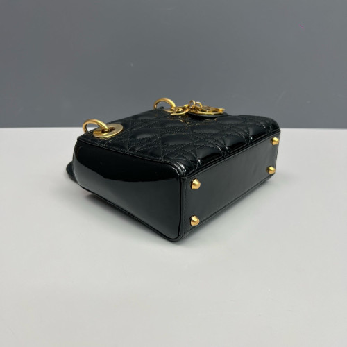 Dior Mini Lady Dior Patent Calfskin Black