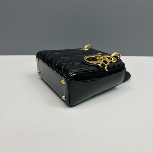 Dior Mini Lady Dior Patent Calfskin Black