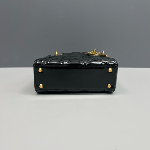 Dior Mini Lady Dior Patent Calfskin Black