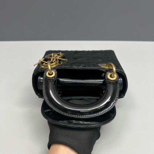 Dior Mini Lady Dior Patent Calfskin Black