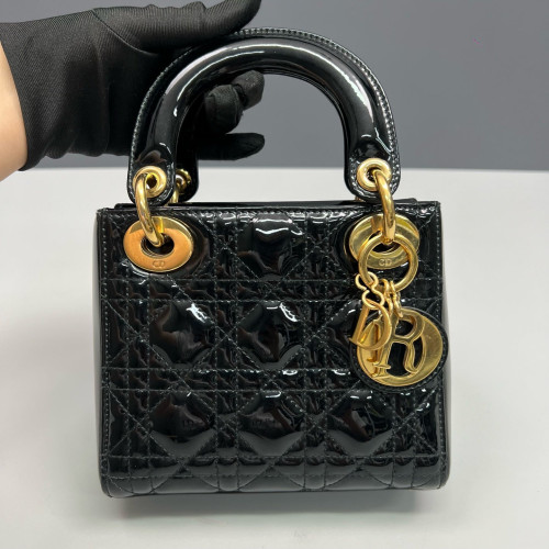 Dior Mini Lady Dior Patent Calfskin Black