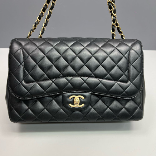 Chanel Quilted Jumbo Mademoiselle Flap Lambskin Black