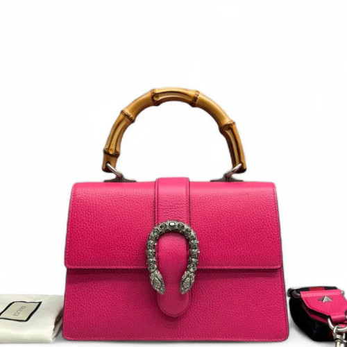 Gucci Crystal Embellished Small Dioysus Bamboo Top Handle Bag Grained Calfskin New Rosette