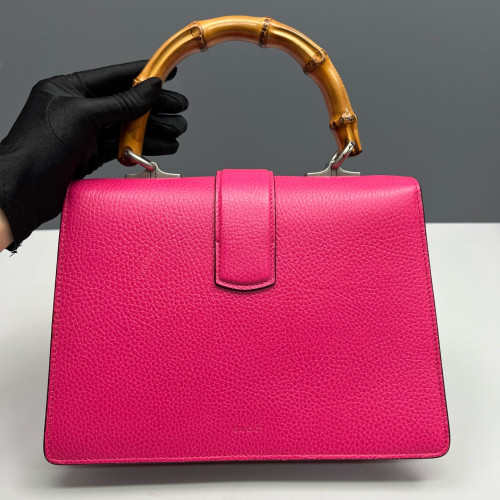 Gucci Crystal Embellished Small Dioysus Bamboo Top Handle Bag Grained Calfskin New Rosette