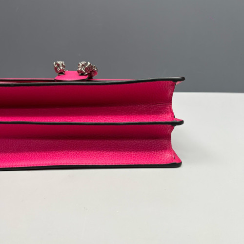 Gucci Crystal Embellished Small Dioysus Bamboo Top Handle Bag Grained Calfskin New Rosette