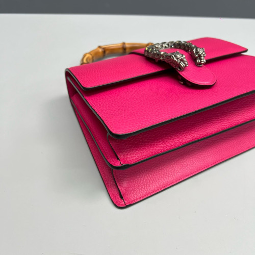 Gucci Crystal Embellished Small Dioysus Bamboo Top Handle Bag Grained Calfskin New Rosette