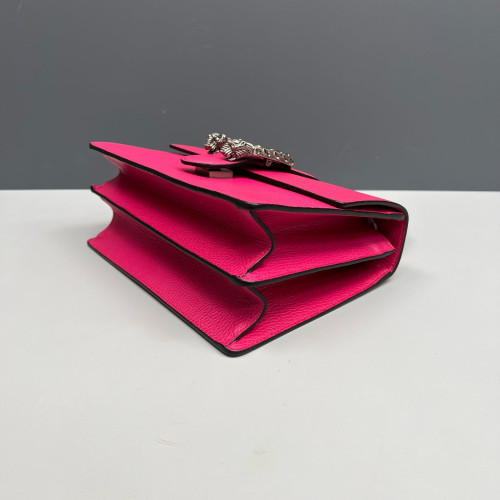 Gucci Crystal Embellished Small Dioysus Bamboo Top Handle Bag Grained Calfskin New Rosette