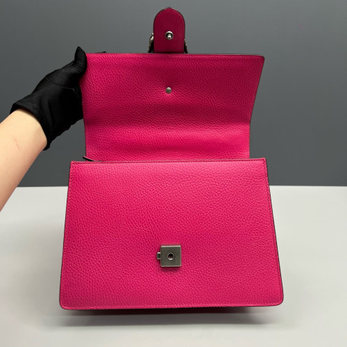Gucci Crystal Embellished Small Dioysus Bamboo Top Handle Bag Grained Calfskin New Rosette