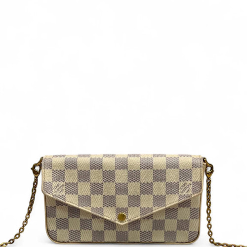 Louis Vuitton Pochette Felicie Chain Wallet Damier Azur White Louis Vuitton Pochette Felicie Chain Wallet Damier Azur White