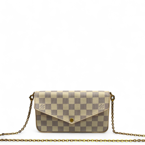 Louis Vuitton Pochette Felicie Chain Wallet Damier Azur White Louis Vuitton Pochette Felicie Chain Wallet Damier Azur White
