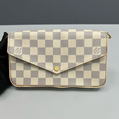 Louis Vuitton Pochette Felicie Chain Wallet Damier Azur White Louis Vuitton Pochette Felicie Chain Wallet Damier Azur White