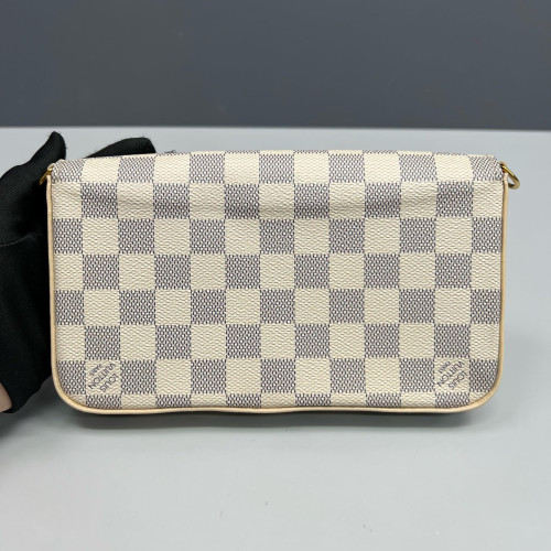 Louis Vuitton Pochette Felicie Chain Wallet Damier Azur White Louis Vuitton Pochette Felicie Chain Wallet Damier Azur White