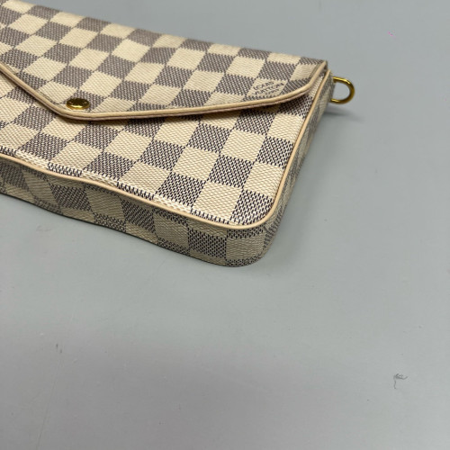 Louis Vuitton Pochette Felicie Chain Wallet Damier Azur White Louis Vuitton Pochette Felicie Chain Wallet Damier Azur White