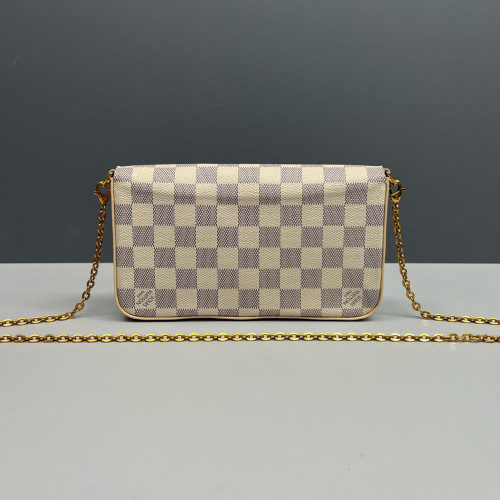 Louis Vuitton Pochette Felicie Chain Wallet Damier Azur White Louis Vuitton Pochette Felicie Chain Wallet Damier Azur White