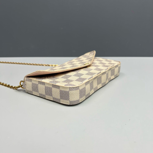 Louis Vuitton Pochette Felicie Chain Wallet Damier Azur White Louis Vuitton Pochette Felicie Chain Wallet Damier Azur White