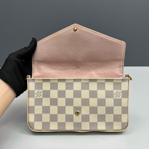 Louis Vuitton Pochette Felicie Chain Wallet Damier Azur White Louis Vuitton Pochette Felicie Chain Wallet Damier Azur White