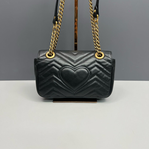Gucci Chevron Mini GG Marmont Calfskin Black Gucci Chevron Mini GG Marmont Calfskin Black
