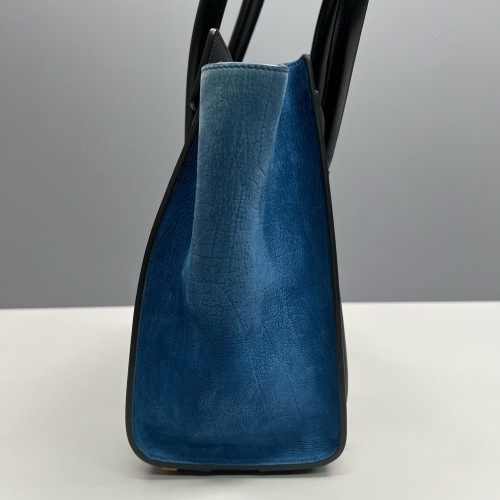 Celine Micro Luggage Grained Calfskin Suede Black Blue Beige Celine Micro Luggage Grained Calfskin Suede Black Blue Beige