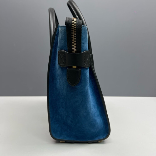 Celine Micro Luggage Grained Calfskin Suede Black Blue Beige Celine Micro Luggage Grained Calfskin Suede Black Blue Beige
