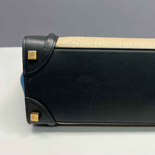 Celine Micro Luggage Grained Calfskin Suede Black Blue Beige Celine Micro Luggage Grained Calfskin Suede Black Blue Beige