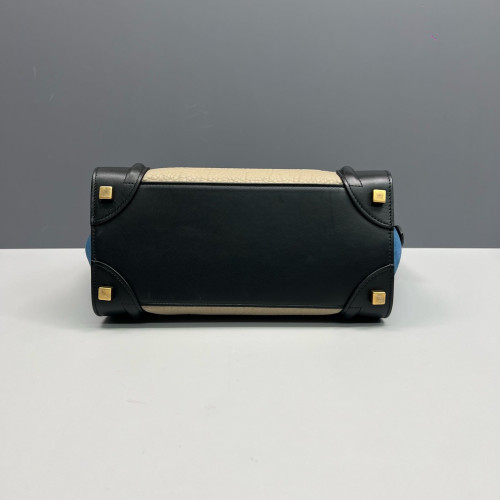 Celine Micro Luggage Grained Calfskin Suede Black Blue Beige Celine Micro Luggage Grained Calfskin Suede Black Blue Beige